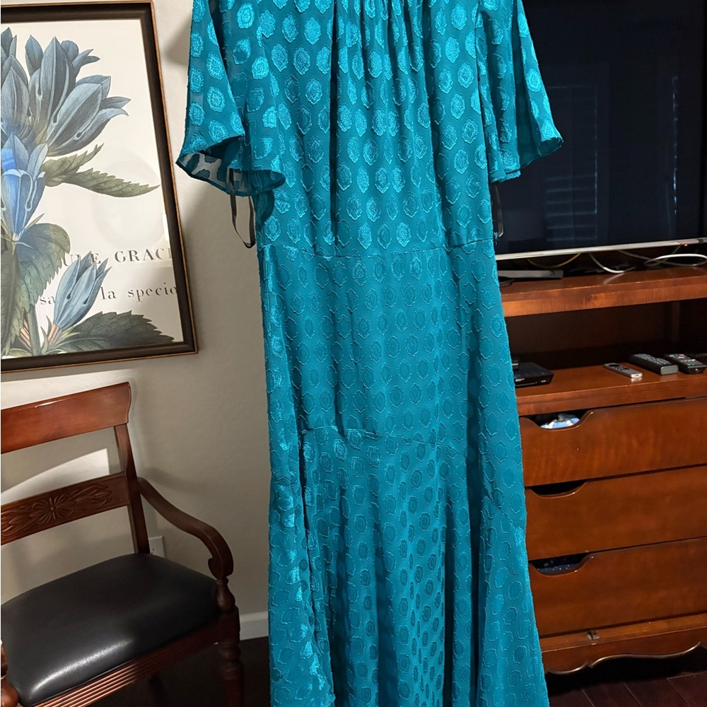 Maggy London Teal Dress with Textured Design